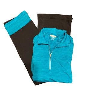 Kirkland Women's Yoga/Workout Outfit. Pants Small. Long Sleeve Zipper Jacket M